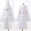 Design de desenhos animados de coelho 100% algodão Terry Kids Bathrobe